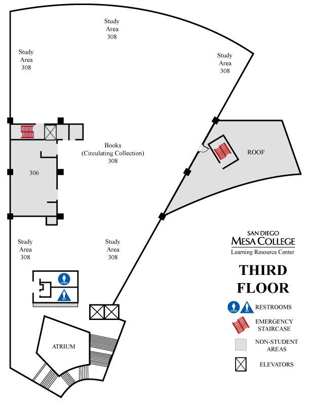 LRC 3rd Floor Map_Spring 2026 Mesa College Library 3rd Floor